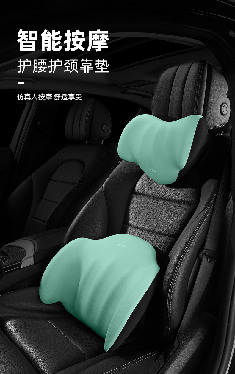 Car Headrest and Lumbar Support with Heating and Massage, Electric Driver's Seat Cushion with Heat Therapy, Driving Lumbar Pillow and Backrest Cushion