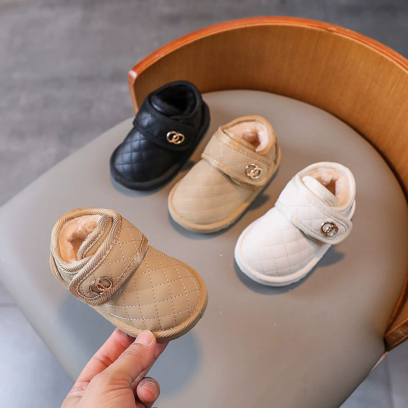 Детские зимние сапоги 2024, зимние детские хлопковые сапоги для девочек, универсальные теплые хлопковые туфли для мальчиков с низким берцем, детские короткие сапоги, модные