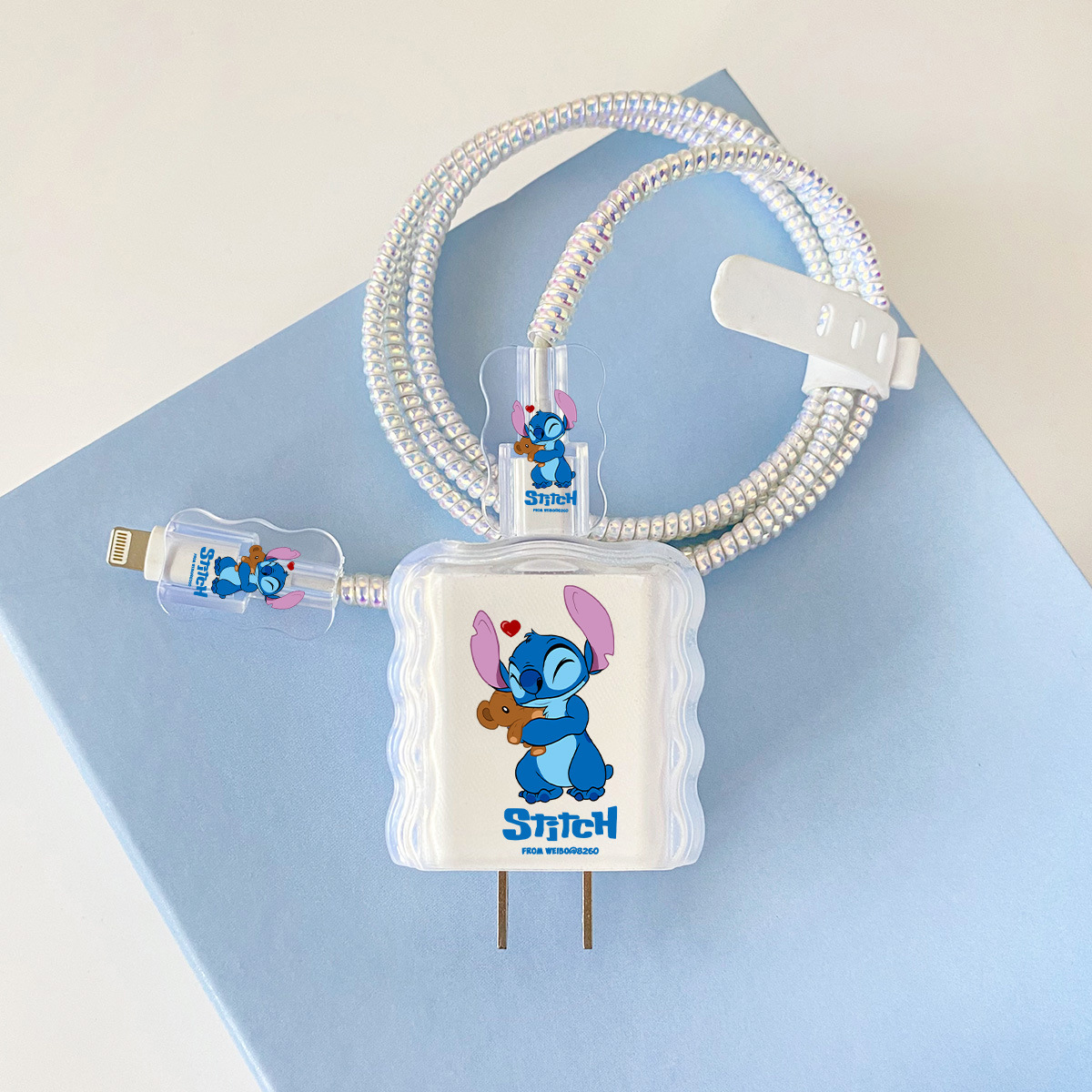 Apple 20w-A16 스티치 오버레이 헤드기어 + 물결선 클립 + 1m 레이저 흰색 로프 + 흰색 스트랩