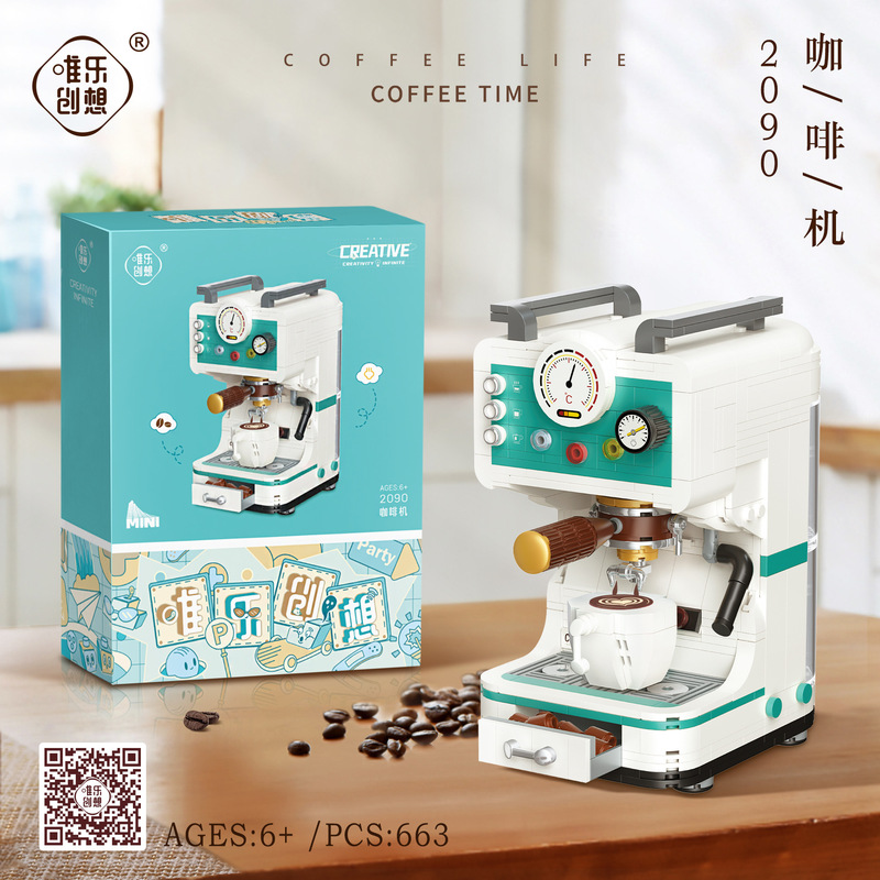 Weile Chuangxiang コーヒーマシンビルディングブロック花桜の木の装飾品誕生日ギフト組み立て図子供のおもちゃ卸売ドロップシッピング|undefined