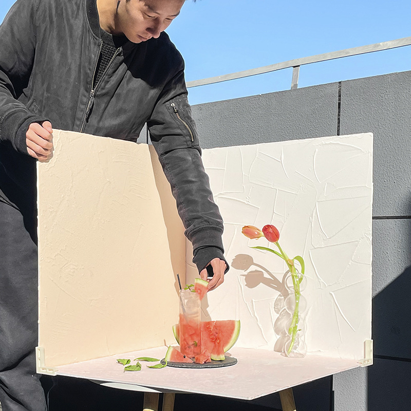 40*40cm迷你莫兰迪背景板纯色拍照摄影道具肌理木板水泥板摆拍