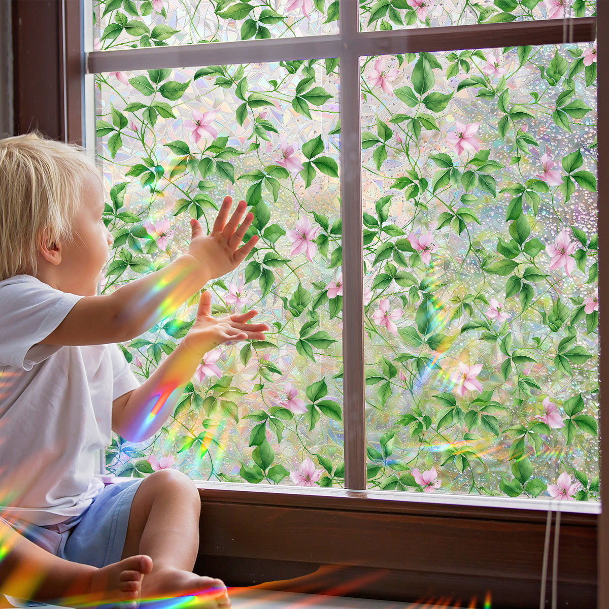 230g Weight Window stickers Home Textiles & Decor Type PVC Material Leaf, Flower Pattern Casual, Pastoral Style Casual Pastoral Leaf Flower PVC Window Stickers Window Accessories 3