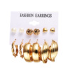 Metal earrings, golden set, European style, punk style
