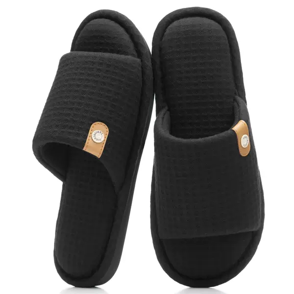 Cross-Border Amazon Hot-Selling Open-Toe Comfortable Memory Foam Men's Home Non-Slip Thick-Soled Warm Cotton Slippers Factory