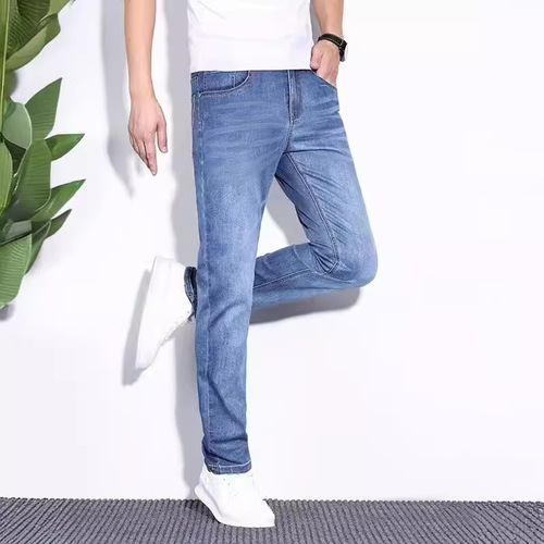 Slim Fit Stretchy Men's Summer Straight Leg Jeans with Micro-elastic Comfort for Youth