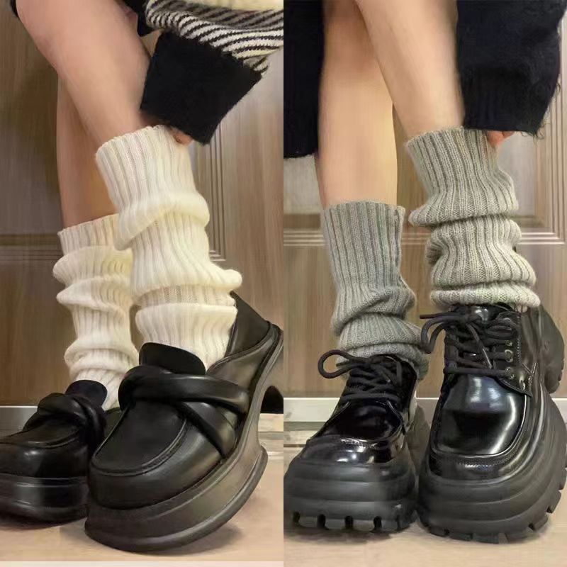 Lolita Knit Line Stacked Socks Cover Solid Color All-match Jk High Socks Leg Slimming Slimming Defect Covering Socks Leg Cover