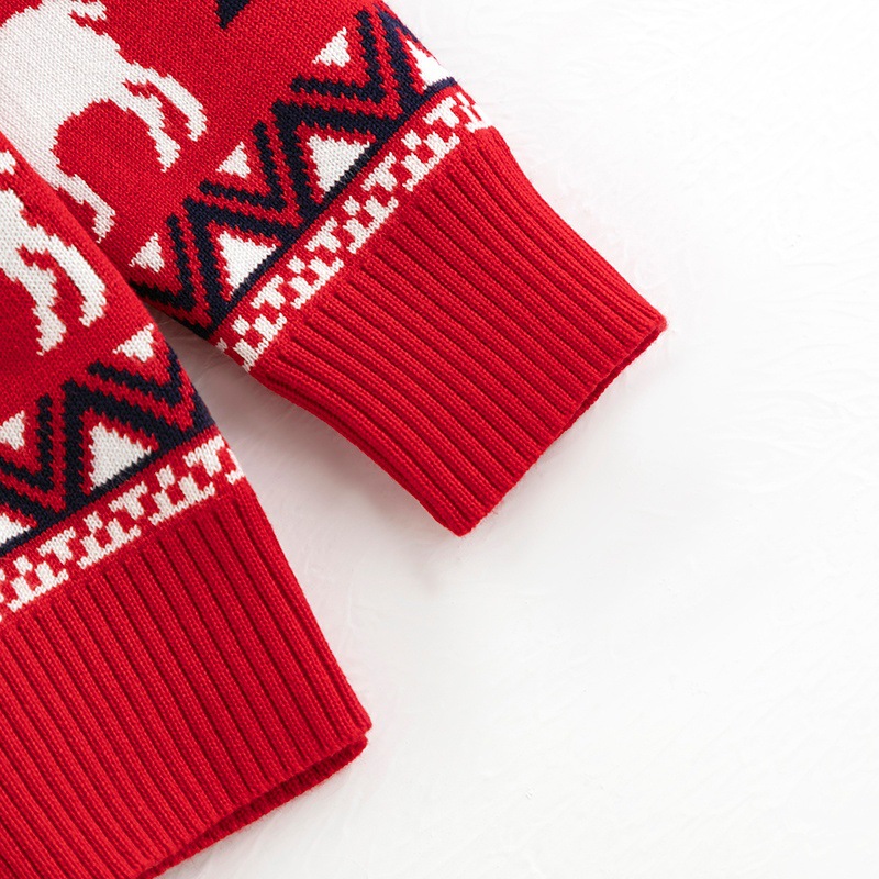 Suéter Navideño de Reno para Niños, Otoño-Invierno, Cuello Redondo, Ropa de Base para Niños y Niñas, Conjunto Familiar, Prenda de Punto para Comercio Exterior