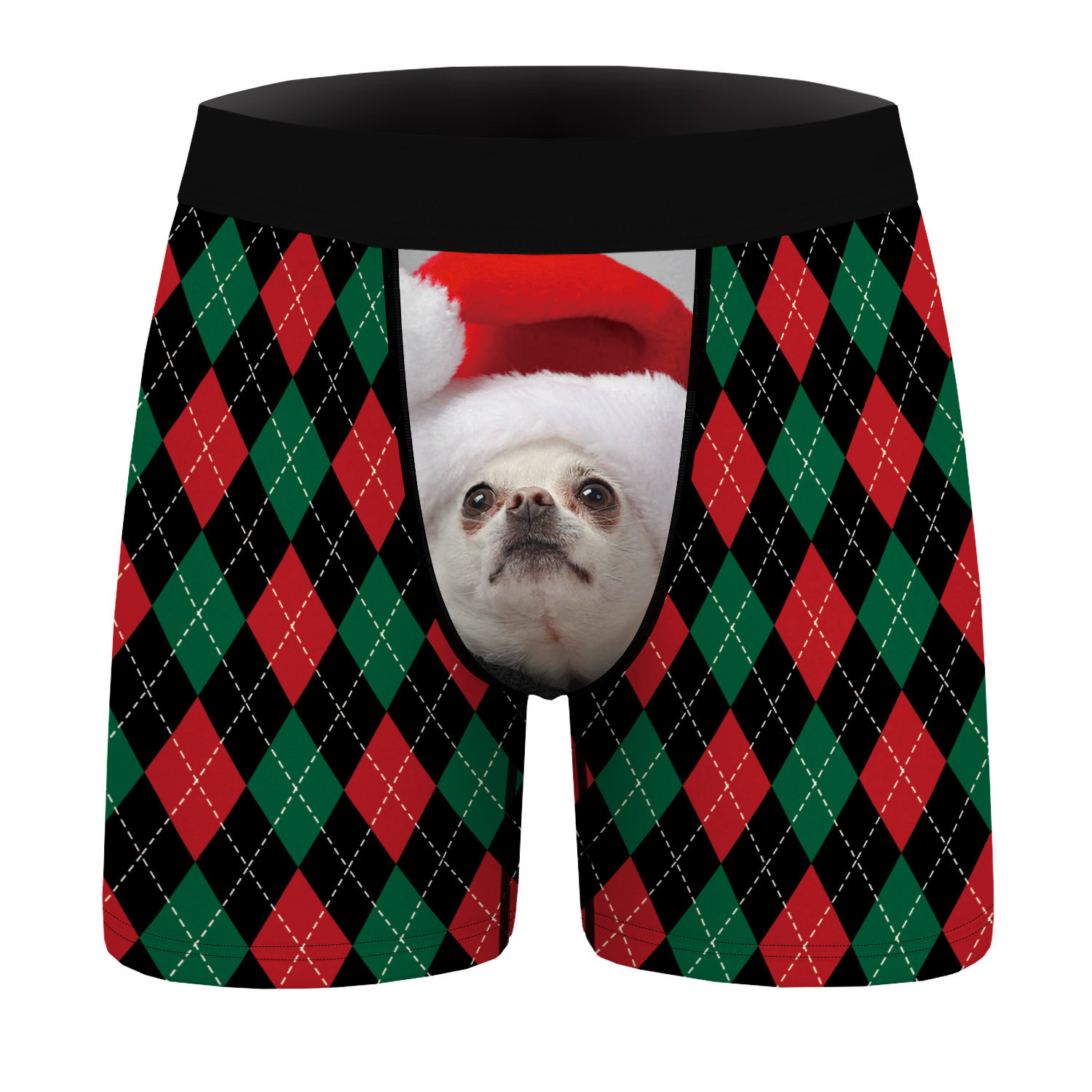 2024 Pantaloni ad angolo piatto traspiranti e comodi da uomo con stampa digitale per cani di Natale nuovi con biancheria intima aderente sul fondo_voghion.com