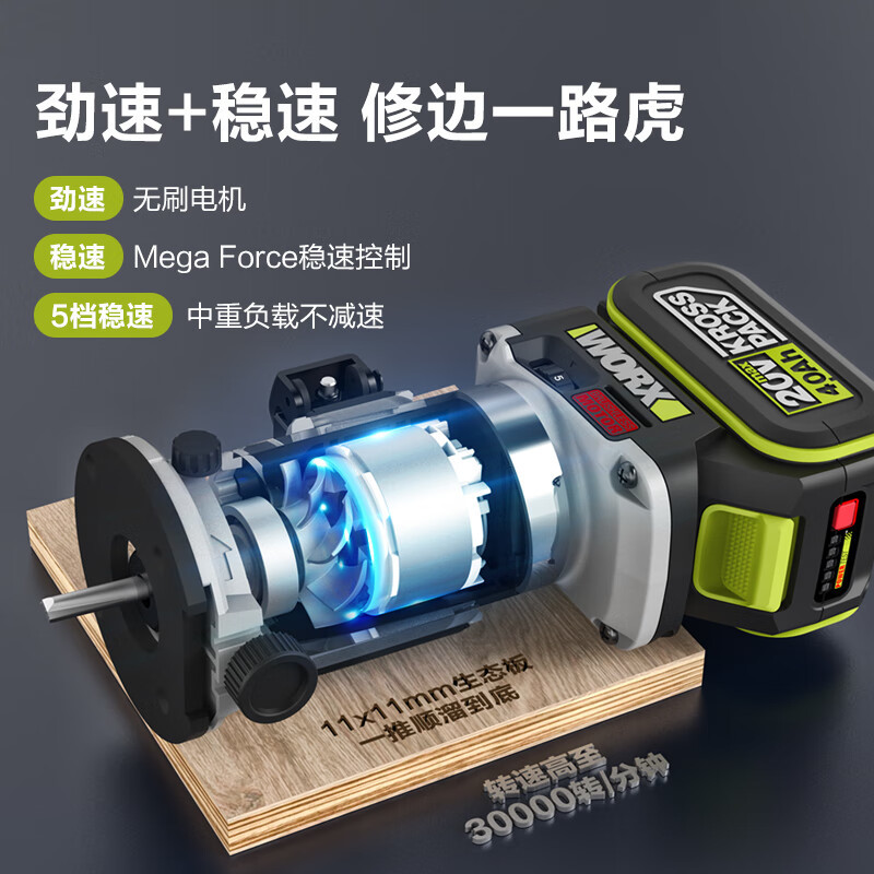 20V litio sin escobillas máquina de corte de borde eléctrica WU560 máquina de ranura de carpintería gong biselado máquina de fresado de madera eléctrica [metal desnudo]