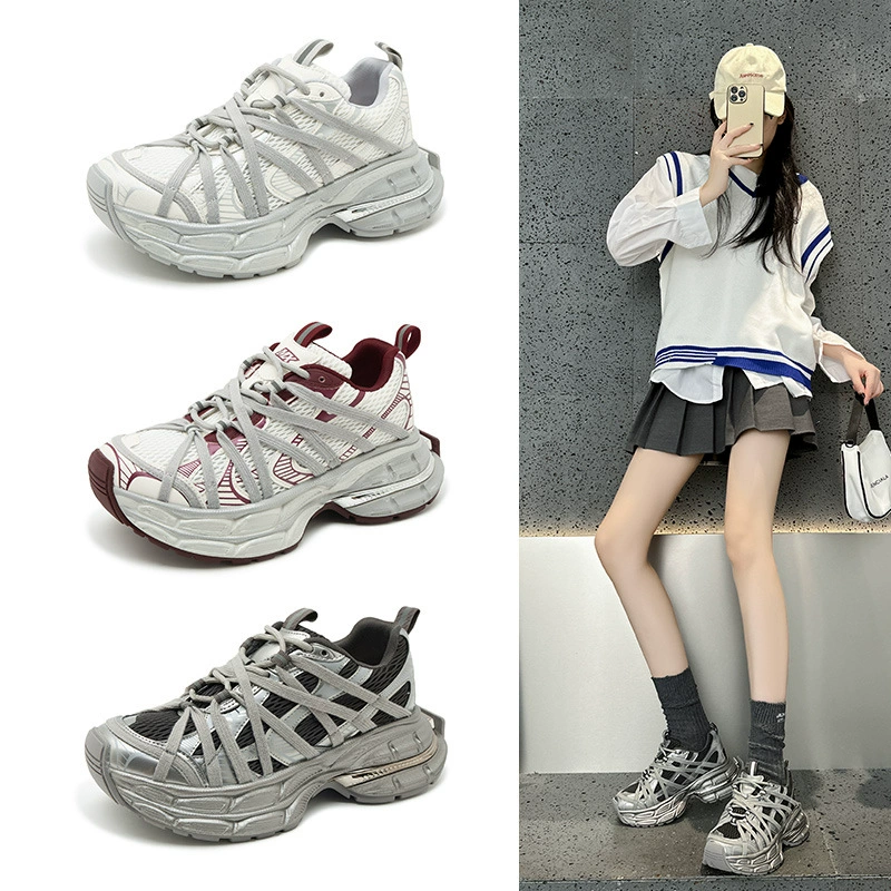 Обувь папы с толстой подошвой женщины 2024 осень новая корейская версия дышащая дикая легкая нескользящая повседневная спортивная обувь