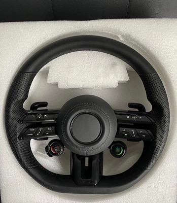 with Multi-Function Buttons and Knobs, Steering wheel - leather-strap-knob