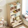 solid wood bookshelf multi-storey simple and easy to ground children household to work in an office multi-function Stands Toys Storage capacity Bookcase