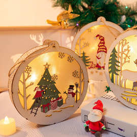 小屋玩具摆件人儿儿童玩具圣诞diy工房发光圣诞房子手工小木屋木