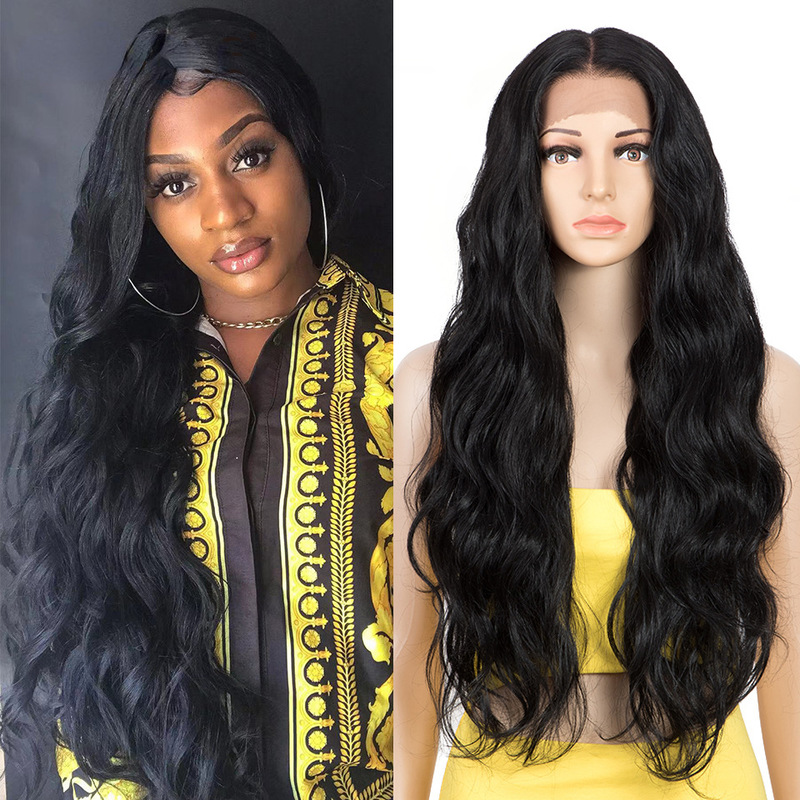 European and American wig Deep wave 30 inch long curly hair 13*6 front lace wig high temperature silk chemical fiber wig