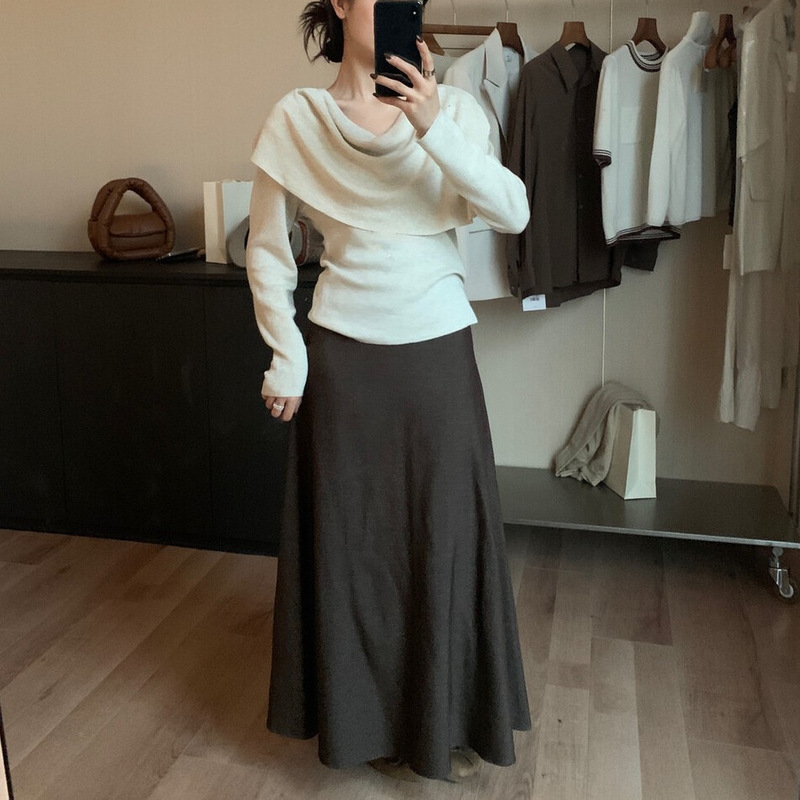 韩系复古高级感轻奢时尚气质针织打底衫上衣+披肩两件套2025秋季|undefined