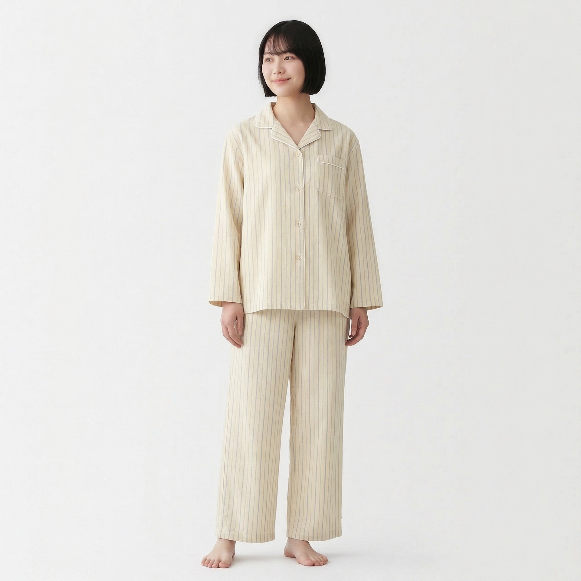 2026 새로운 밝은 노란색 줄무늬 여성 정장