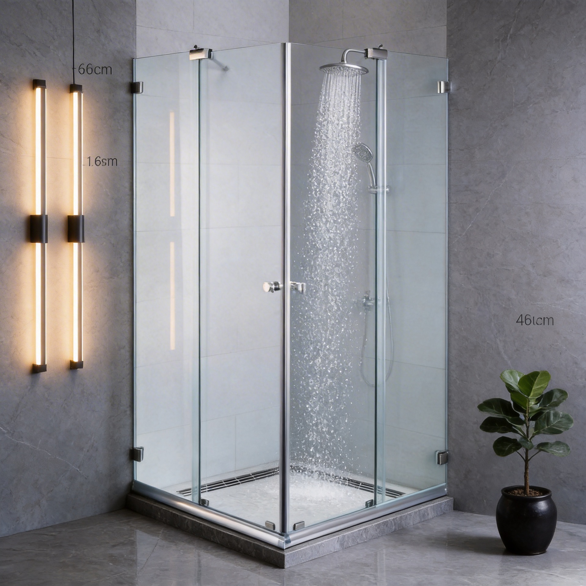 Manufacturer Wholesale High-Quality Square Sliding Shower Door with No Top Rail, Made of Automotive-Grade Tempered Glass, Minimalist Design, Suitable for Tall Individuals Without Head Collision