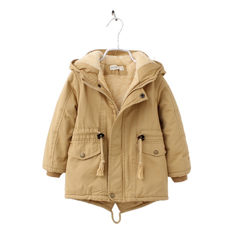 Boys' Fleece-Lined Thickened Warm Hooded Swallowtail Cotton Coat Children's Cotton Clothing 2026 Winter New Model 8031