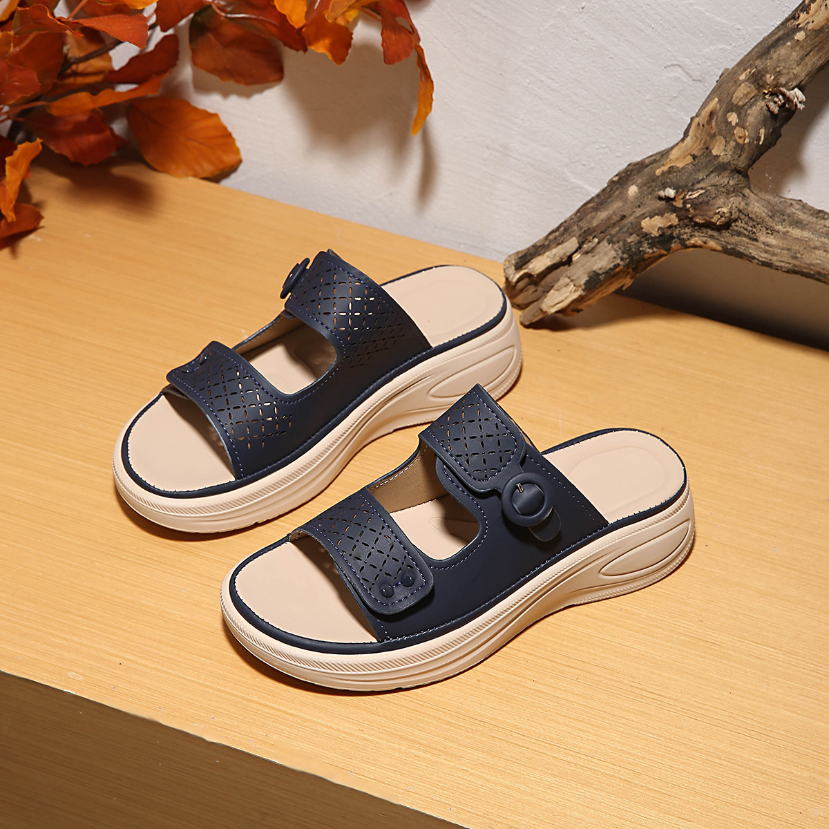 Sandali con zeppa estivi da donna taglie forti, comodi sandali da spiaggia con plateau e punta aperta, nuovo stile_voghion.com