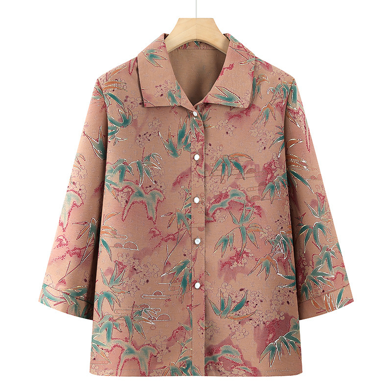 Summer Clothing for the Elderly, Women's Shirts, Grandma Clothes, Middle-Aged and Elderly Mother's Clothing, Spring and Summer Thin Shirts for Old Ladies and the Elderly