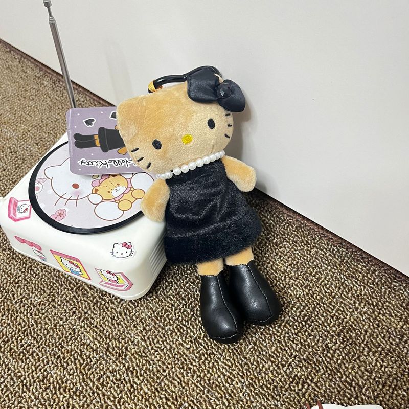 日本 KTNIC ヒョウ柄黒革ラブバックルロングレッグ KT ペンダントキーホルダーバッグガールハートギフトバッチ|undefined