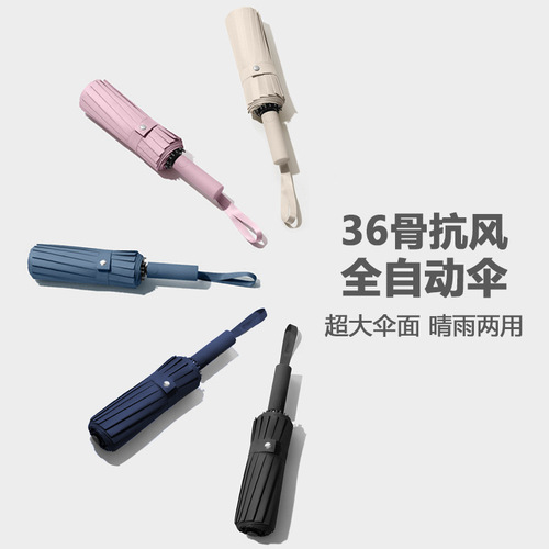 36-bone keel fully automatic folding umbrella with printed logo advertising business sun umbrella for rain or shine promotion sun protection