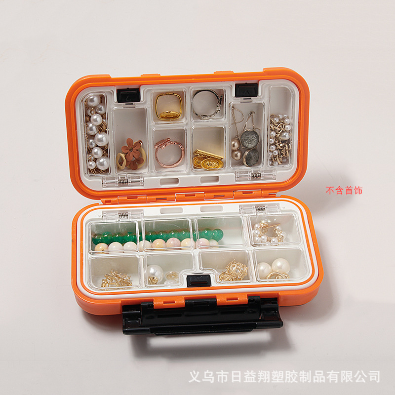 新しいジュエリー収納ボックスプラスチックフリップカバー取り外し可能なインナーグリッドジュエリーボックス大容量ネックレスイヤリングジュエリー収納|undefined