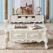欧式大理石茶几高档电视柜客厅法式电视柜组合小户型实木宫廷茶桌