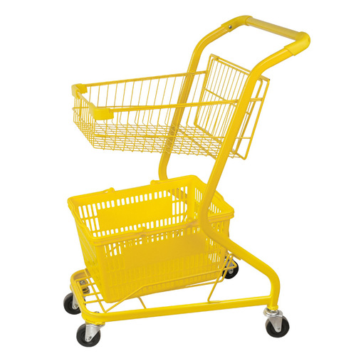 Supermarket Double-layer Shopping Cart Doll Clip Machine Pet Snack Store Yellow Orange Colorful Metal Celebrity Pink Hand Cart