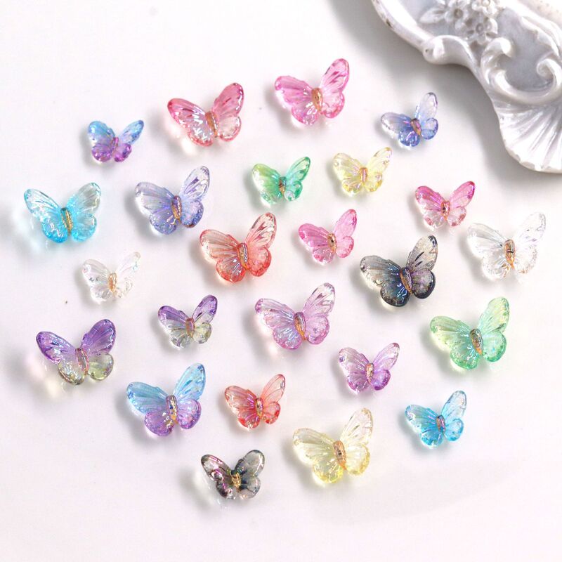New Aurora Butterfly Nail Jewelry Drill Large small size Three-dimensional Gradient Magic Color Butterfly DIY Nail Jewelry Accessories