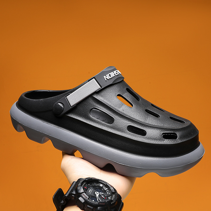 Sandalias de verano para hombre, resistente al desgaste, sentido de la caca, zapatos deportivos con agujeros de conducción, sandalias de playa antideslizantes de fondo grueso de dos desgaste