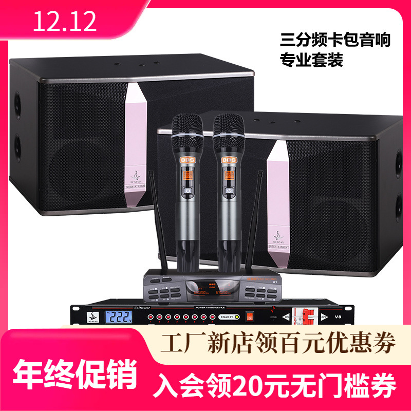 Paquete de sonido de tarjeta de frecuencia de división de tres KTV conjunto de sonido karaoke sistema de amplificación de sonido gimnasio sonido al por mayor