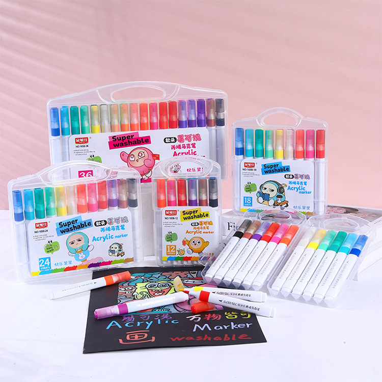 Marcador de acrílico para niños impermeable y rápido secado acuarela para niños pintando pinturas de graffiti pincel colorido