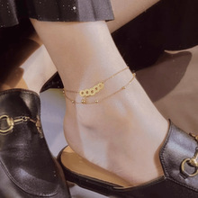 复古铜钱2025年潮足链挂坠小众五帝铜钱币脚裸链性感双层脚链女