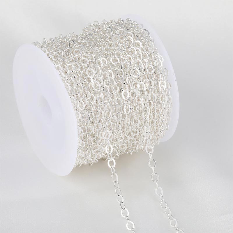 Venta caliente de 10 metros / rollo de cadena de cobre en forma de o para mantener el color, collar artesanal chapado a mano semiacabado accesorios de joyería de cadena DIY
