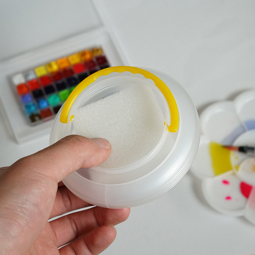 Folding bucket with compartment, art painting, portable pen washer, gouache, watercolor pigment, silicone pen washer bucket, color bucket