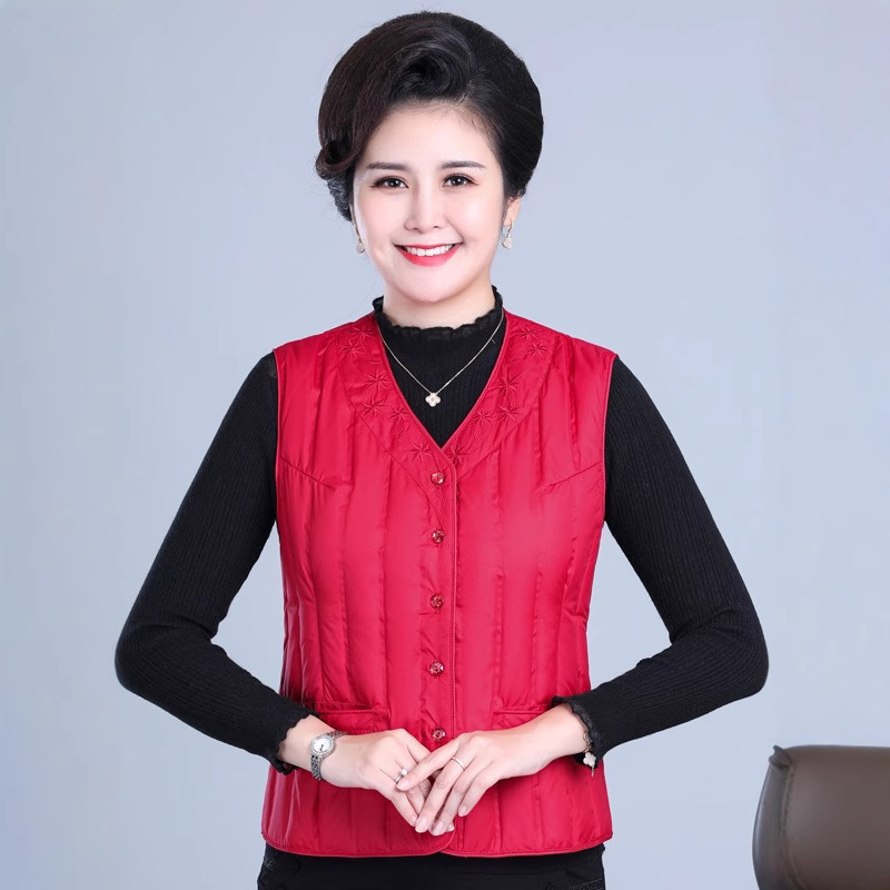 2024 New Autumn and Winter Lightweight down Vest Women's Inner Liner Vest Middle-Aged and Elderly Large Size Mother's Vest Vest