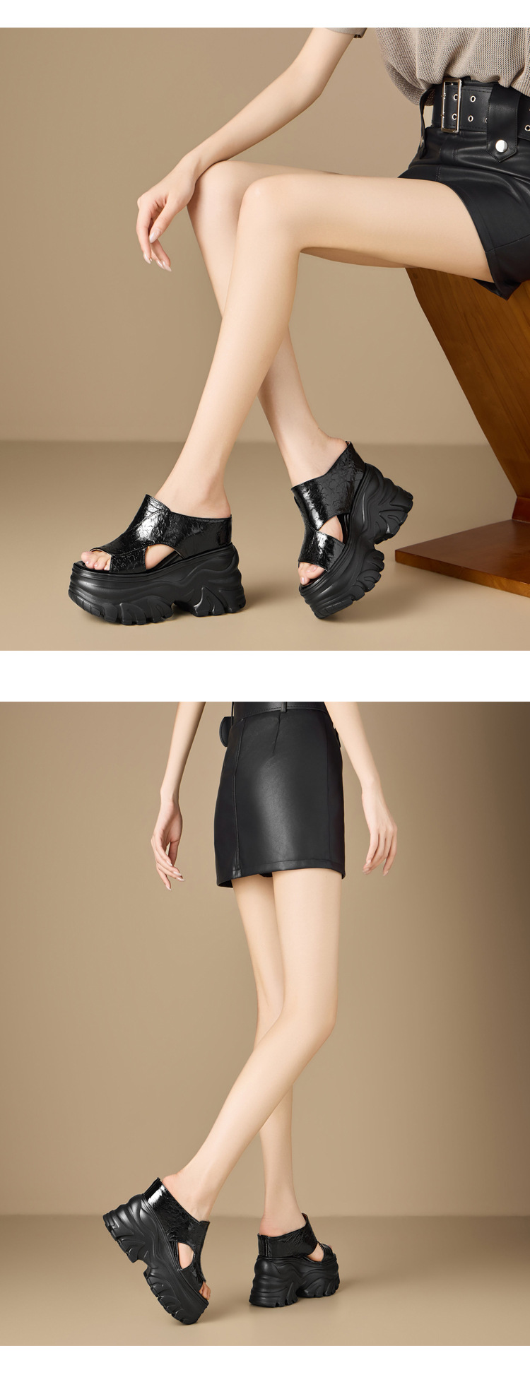 Sandal cao gót nữ hở mũi đế dày gót 12 cm — màu đen chi tiết 7