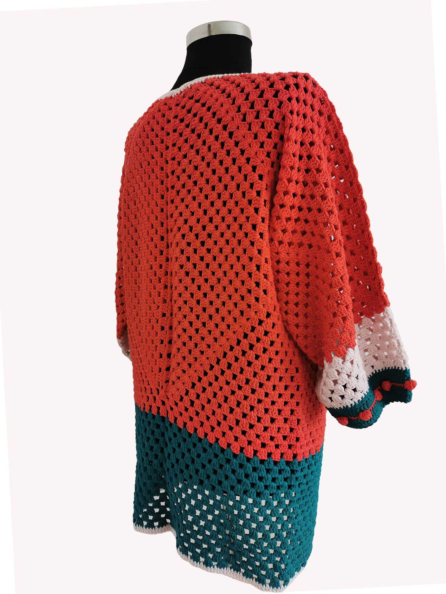 YUNWENY手钩外套钩编开衫毛衣女装外套宽松手工针织衫加工定制