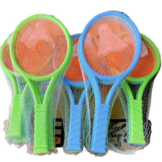 Children's toy tennis racket plastic badminton racket suit mesh bag toy racket double playing badminton department store
