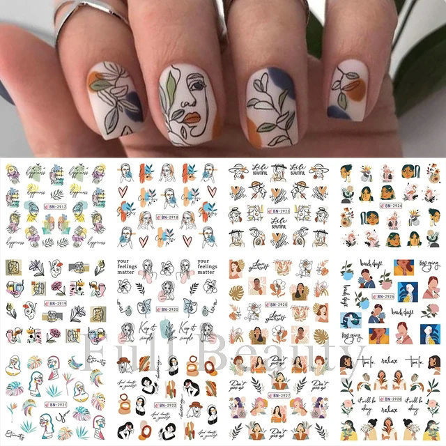 国境を越えた新しいネイルアート透かしシールバレンタインデーinsかわいいアニメ熊オウム爪シールnail|undefined