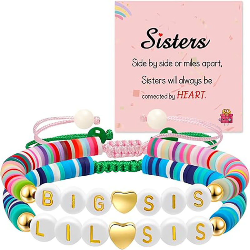 Cross-Border New Colorful Soft Pottery Beaded Sister Friendship Bracelet Fresh and Sweet Braided Bracelet Holiday Gift Accessories