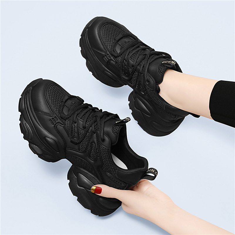 Wholesale Sports Casual Fashion Dad Shoes for Women, Spring and Autumn, Genuine Leather, Versatile, Thick-Soled, Flat-Soled, Soft-Soled Casual Women's Shoes