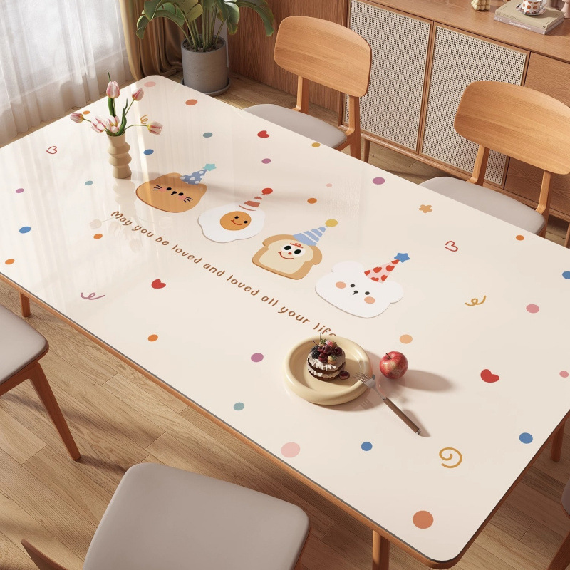 免洗保护垫茶几油桌布防水感台布防餐桌垫垫子软玻璃轻奢甜萌吐司