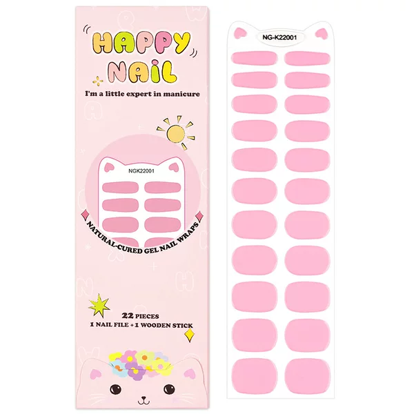 Gentle Light Pink Children's Semi-cured Gel Nail Stickers UV Phototherapy Safe and Non-toxic Little Girl DIY Nail Art