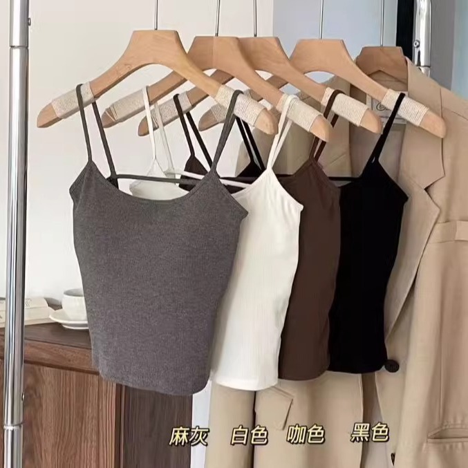가슴 패드와 함께 슬링 여성 조끼 뜨거운 소녀 슬리밍 내부 패드 가슴 패드 니트 스레드 Bottoming Backless Beautiful Back 6625