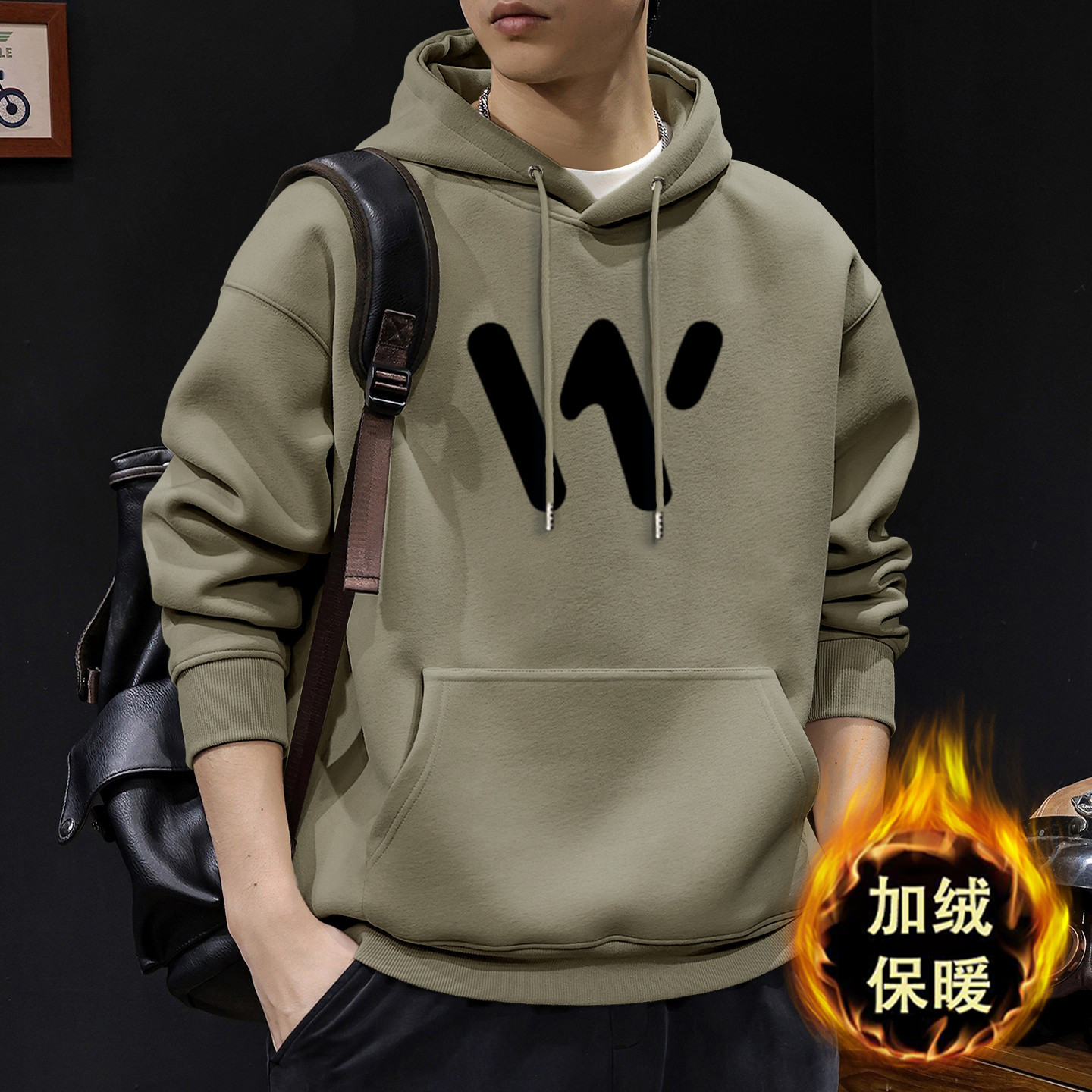 América pesada sudadera encapuchada hombre otoño invierno acolchado marca de moda retro suelta chaqueta superior adolescente