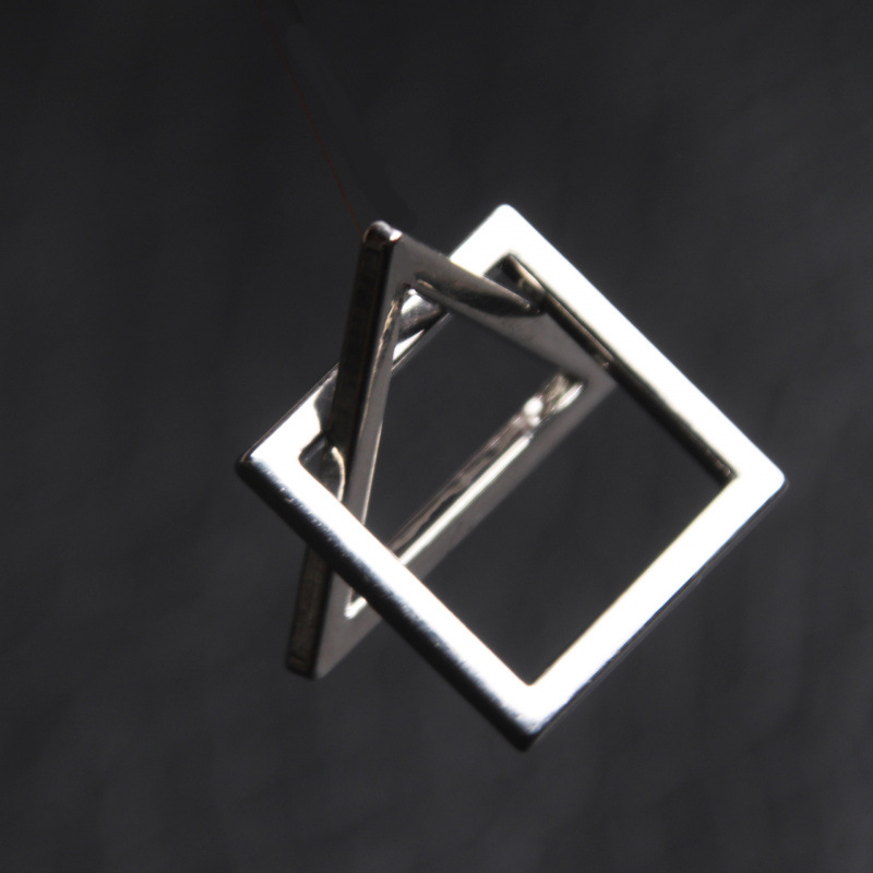 Hip-Hop Unisex Pendant Necklace for Women, Geometric Triangle and Square Neck Accessory, Alloy Accessory, Personalized Geometric Design