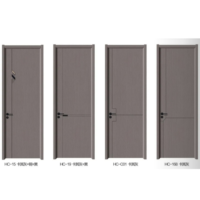 Puerta de madera sólida puerta de dormitorio conjunto de puertas interiores ecológicas simples puertas sin pintura puerta de habitación doméstica puerta de cristal de carbono image 6