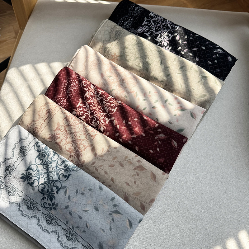 Printed Square Scarf, New Cross-Border Product, Premium Scarf with Digital Printing and Hemming, Malaysian Headscarf